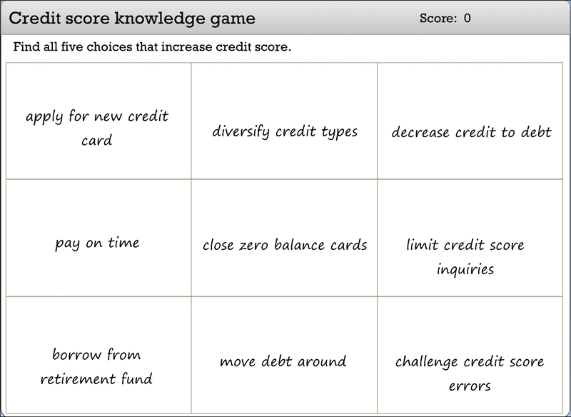 Credit Score Game Credit Score Game